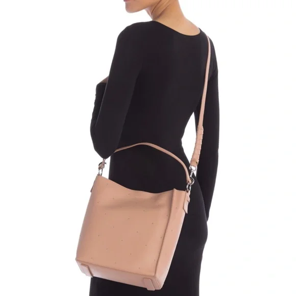 NEW ALLSAINTS KATHI STUDDED Convertible NUDE PINK Lamb Leather Backpack Bag Hobo ALLSAINTS Kathi Studded Leather Hobo Backpack Nude Pink for  main image 4